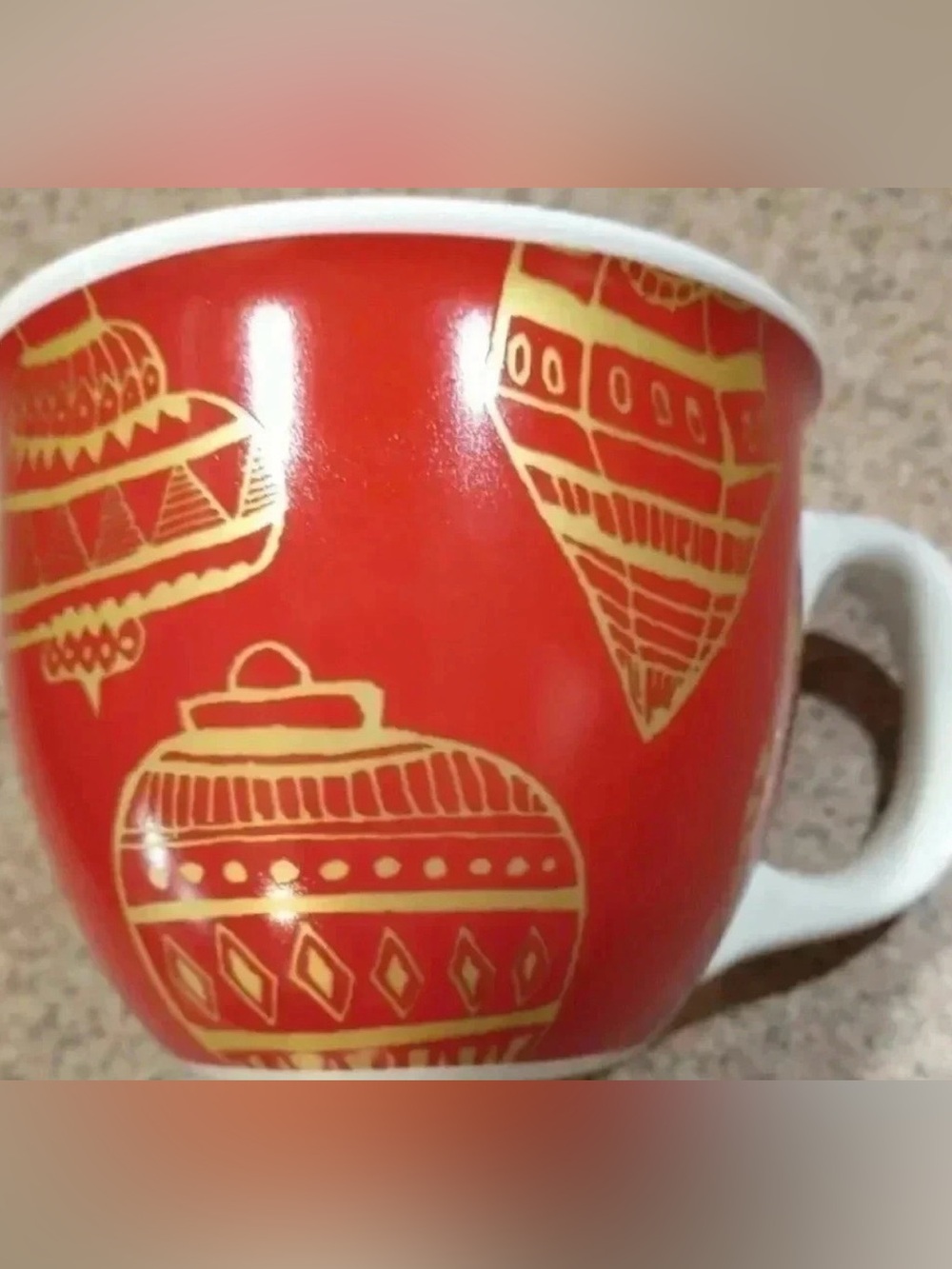 Starbucks 2015 Holiday Mug Coffee Tea Hot Chocolate Red Gold Ornaments - Picture 1 of 12